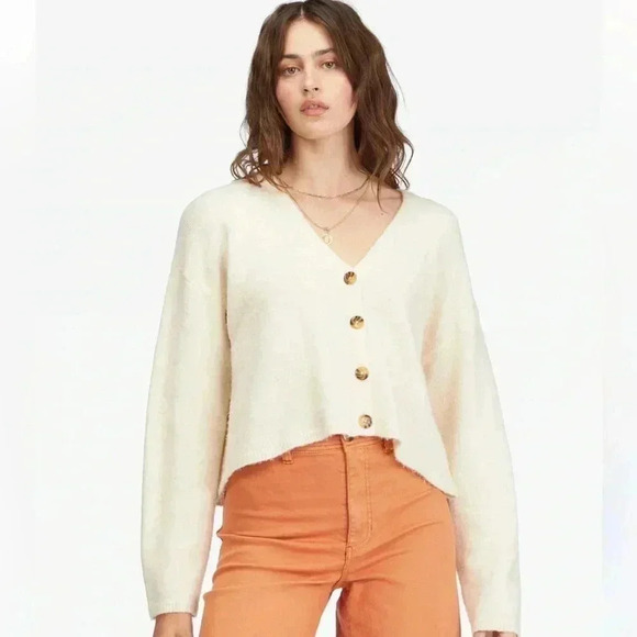 NWT Billabong Short N Sweet Cropped Cardigan Sweater Size Medium - Picture 7 of 14
